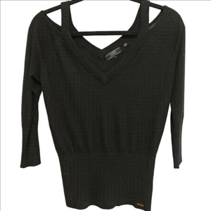 Guess long sleeve black top, cold shoulder style, size small